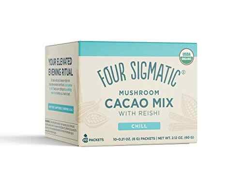 Four Sigmatic Mushroom Hot Cacao with Reishi, Organic Reishi Mushroom Powder – Natural Calm, Relax, Sleep – Vegan – 10 Count
